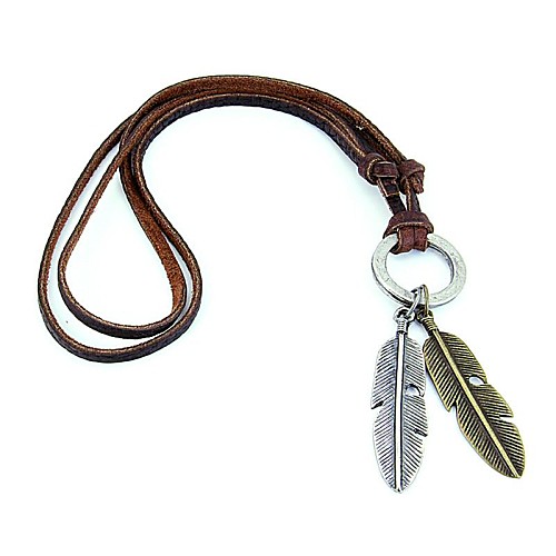 

Women's Men's Statement Necklace Vintage Necklace Feather European Simple Style Leather Alloy Brown Necklace Jewelry For Party Casual Daily Sports / Pendant / Pendant