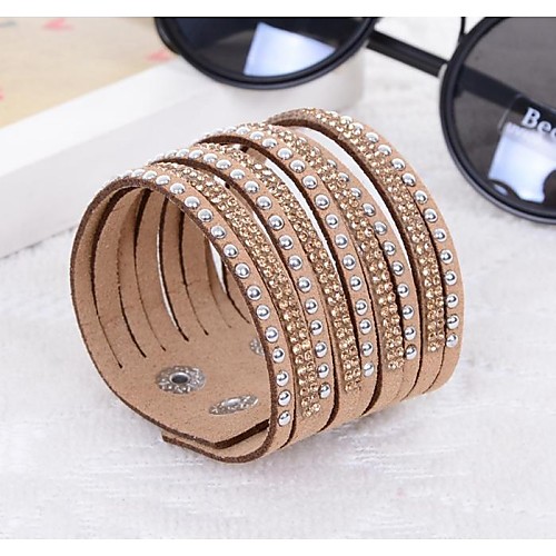 

Women's Wrap Bracelet Leather Bracelet cuff Cheap Ladies Unique Design Fashion Resin Bracelet Jewelry Camel / Purple / Blue For Party Wedding Casual Daily Sports / Imitation Diamond