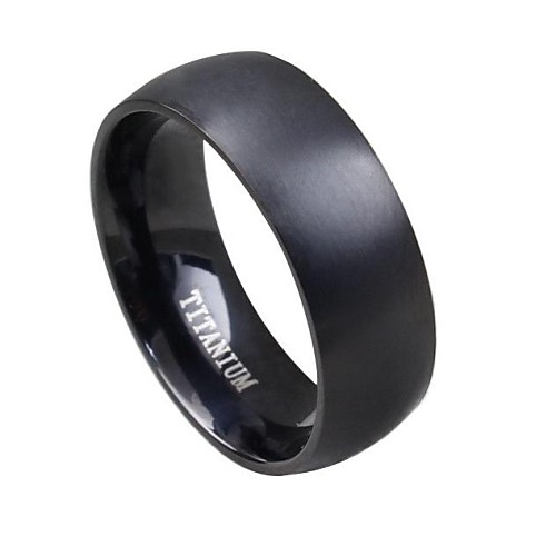 

Band Ring Black Titanium Steel Tungsten Steel Punk Simple Style Initial / Men's