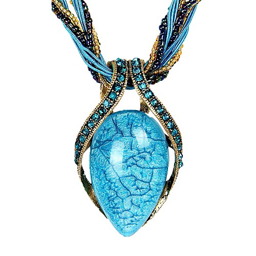 

Women's Crystal Statement Necklace Beaded Necklace Twisted Aquarius Ladies Bohemian Vintage Fashion Crystal Resin Rhinestone Navy Purple Red Necklace Jewelry For Wedding Party Daily Casual / Opal