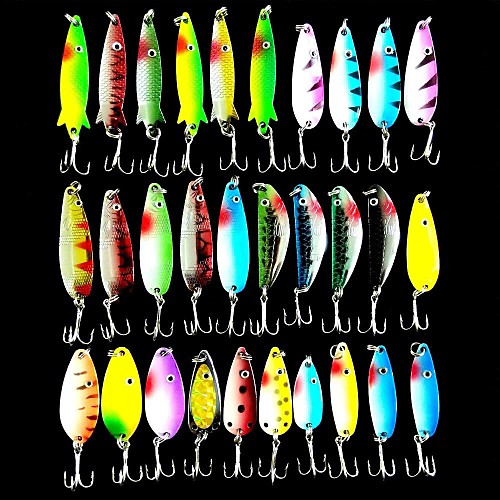 

30 pcs Lure kit Fishing Lures Jigs Spoons Metal Bait Sinking Fast Sinking Bass Trout Pike Sea Fishing Bait Casting Spinning / Freshwater Fishing / Bass Fishing / Lure Fishing