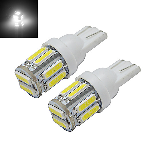 

2pcs 1W T10 LED W5W Car Bulb Wedge Map Lamp Light 10 leds SMD 7020 Cold White DC 12V