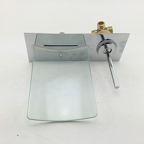 

Bathroom Sink Faucet - Wall Mount / Waterfall Chrome Wall Mounted One Hole / Single Handle One HoleBath Taps / Brass
