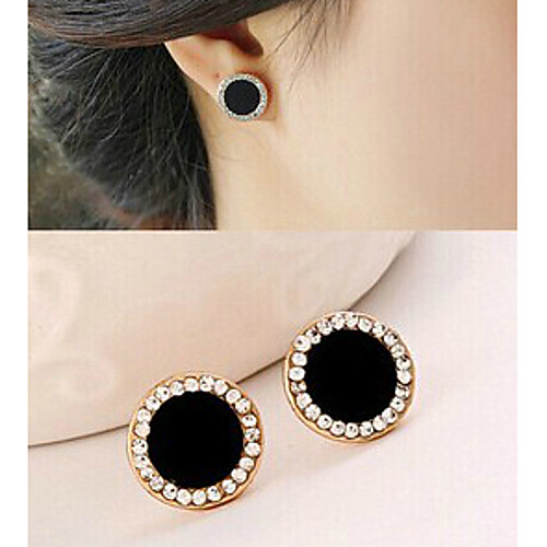 

Women's AAA Cubic Zirconia Stud Earrings Circle Ladies Rhinestone Earrings Jewelry Black For Party Sports