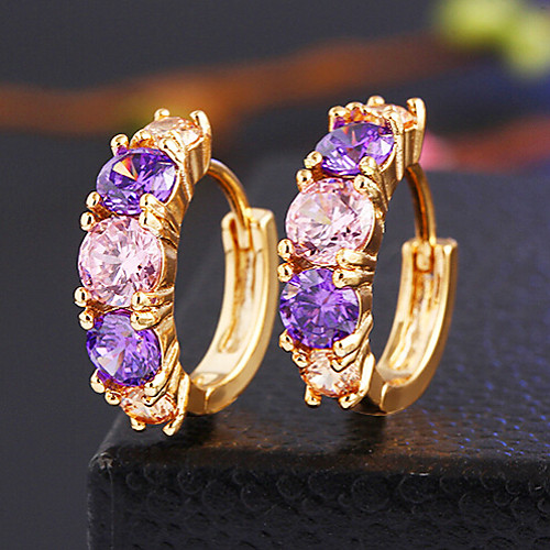 

Women's Crystal Clip on Earring Round Cut Past Present Future Ladies Crystal Earrings Jewelry Golden For Wedding Party Daily Casual Masquerade Engagement Party 2pcs