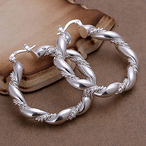 

Women's Hoop Earrings Twisted Machete Ladies Fashion Silver Plated Earrings Jewelry Silver For Party Casual Daily