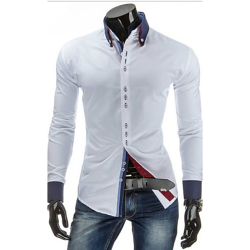 

Men's Shirt Solid Colored Basic Long Sleeve Daily Slim Tops Button Down Collar Red Royal Blue White