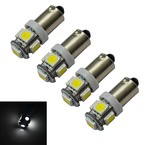 

JIAWEN 4pcs 70-100 lm BA9S Car Light Reading Light Decoration Light 5 leds SMD 5050 Cold White DC 12V