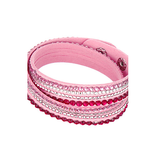

Women's Crystal Wrap Bracelet Leather Bracelet Layered Stacking Stackable Cheap Ladies Unique Design Basic Fashion Multi Layer Crystal Bracelet Jewelry Purple / Red / Light Green For Christmas Gifts