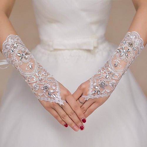 

Lace Elbow Length Glove Bridal Gloves / Party / Evening Gloves / Flower Girl Gloves With Rhinestone / Sequin