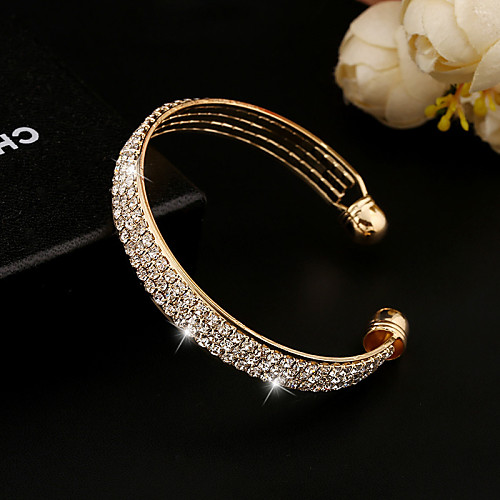 

Women's Crystal Cuff Bracelet Tennis Bracelet Party Ladies Work Casual Fashion Rhinestone Bracelet Jewelry Silver / Gold For / Imitation Diamond / 18K Gold / Austria Crystal