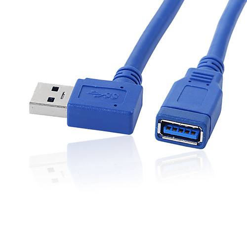 

30см USB 3.0 под прямым углом 90 градусов удлинитель от мужчины к женщине адаптера шнур синий