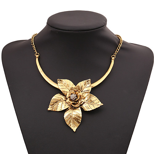 

Women's Cubic Zirconia Statement Necklace Origami Artisan Lotus everyday Cubic Zirconia Gold Silver Necklace Jewelry For Party