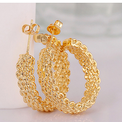 

Hoop Earrings Creoles Earrings Braided Dangling Vintage Party Work Rococo Gypsy 18K Gold Plated Earrings Jewelry Gold For Gift Daily Evening Party 1 Pair