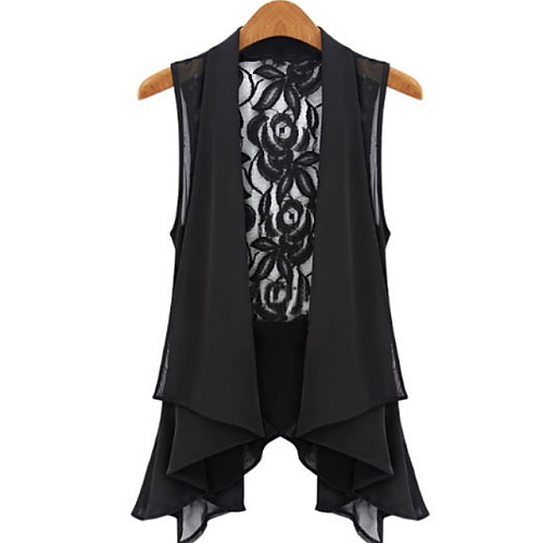 

Women's Blouse Solid Colored Lace Sleeveless Daily Tops White Black