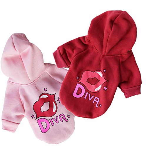 

Cat Dog Coat Hoodie Winter Dog Clothes Red Pink Costume Polar Fleece Cotton Stars Letter & Number Cosplay XS S M L