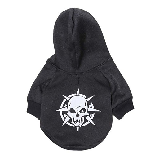 

Cat Dog Coat Hoodie Winter Dog Clothes Black Costume Polar Fleece Cotton Skull Cosplay XS S M L