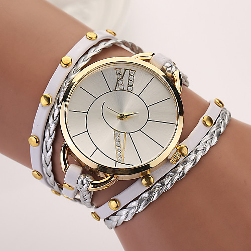 

Women's Ladies Bracelet Watch Wrap Bracelet Watch Quartz Wrap Quilted PU Leather Punk Analog Bohemian Fashion Elegant - Brown Red Green One Year Battery Life / Jinli 377