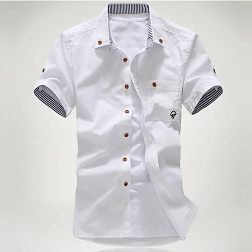

Men's Shirt Solid Colored Plus Size Print Short Sleeve Daily Tops White Navy Blue Green