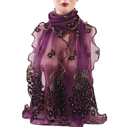 

Women's Rectangle Scarf Black Chiffon Scarf Jacquard / Party / Work / Lace / White / Blue
