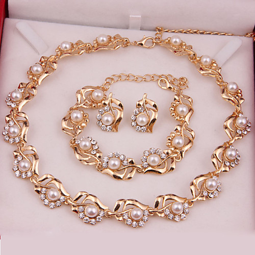 

Women's Jewelry Set Fashion Pearl Earrings Jewelry Golden For Party Wedding Special Occasion Anniversary Birthday Gift / Daily / Necklace / Engagement