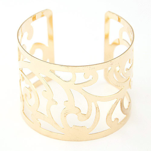 

Women's Cuff Bracelet Wide Bangle Hollow Flower Ladies European Fashion Open Alloy Bracelet Jewelry Silver / Golden For Christmas Gifts Party Daily Casual