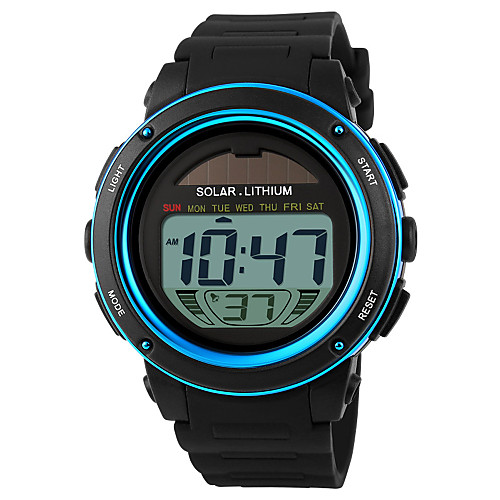 

SKMEI Men's Sport Watch Wrist Watch Digital Watch Solar Energy Digital Rubber Black 30 m Water Resistant / Waterproof Alarm Calendar / date / day Digital Blue Golden Two Years Battery Life / LCD