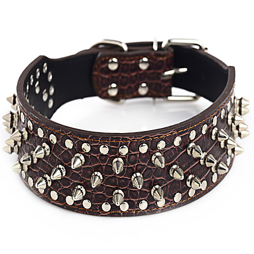 

Dog Collar Dog Training Collars Adjustable / Retractable Studded Rivet Crystal / Rhinestone Punk Studded PU Leather Gold Green Brown