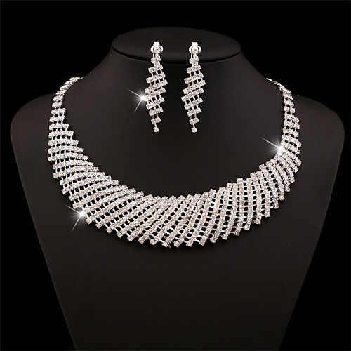 

Jewelry Set Party Statement Ladies Work Casual Fashion Rhinestone Earrings Jewelry Silver For Party Birthday Gift Engagement / Necklace