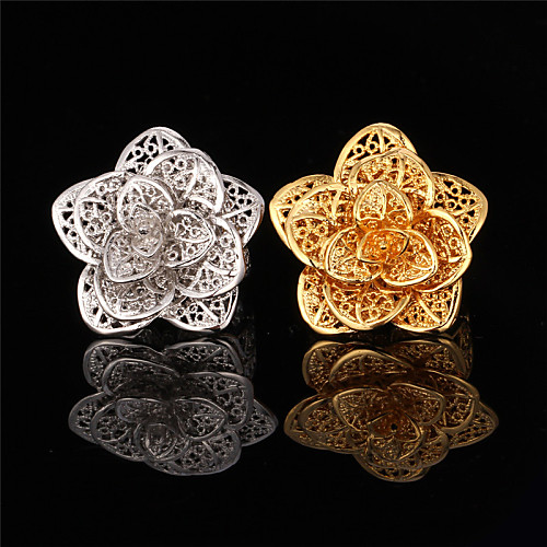 

Statement Ring Hollow Out Silver Gold Platinum Plated Gold Plated Alloy Flower Party Statement Ladies / Women's