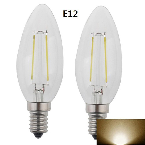 

2 pcs E12 2 W 1 High Power LED 400LM LM Warm White Candle Bulbs AC 100-240 V