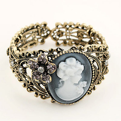 

Women's Bracelet Bangles Wide Bangle Hollow Cameo Engraved Ladies Vintage Party Open Alloy Bracelet Jewelry Gold For Daily