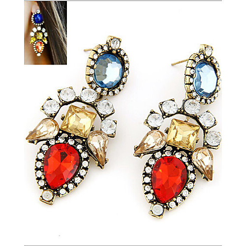 

Women's Crystal Citrine Drop Earrings Dangle Earrings Dangling Dangle Statement Ladies Colorful Fashion Vintage European Earrings Jewelry Red / Pink For