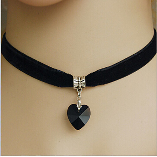 

Women's Crystal Choker Necklace Tattoo Choker Necklace Heart Ladies Tattoo Style Fashion everyday Crystal Fabric Purple Red Blue Pink White Necklace Jewelry For Party Wedding Casual Daily