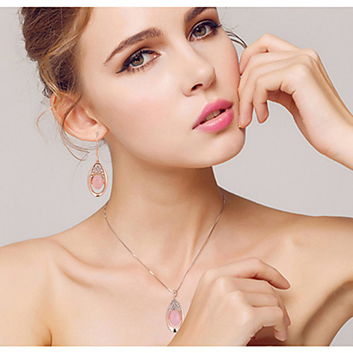 

Crystal Jewelry Set Pendant Necklace Ladies Party Fashion Cubic Zirconia Rose Gold Plated Earrings Jewelry Pink For Wedding Party Special Occasion Anniversary Birthday Engagement