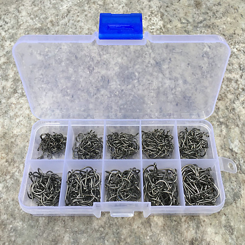 

500Pcs Carbon Steel Carp Fishing Jig Hooks With Hole Fly Fishing Tackle Box 3# -12# 10 Sizes Fish Hooks