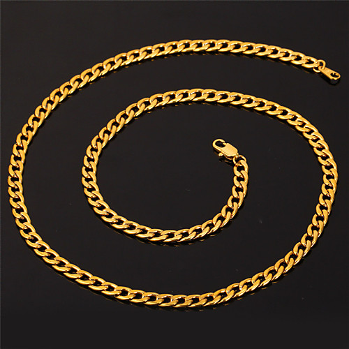 

Men's Chain Necklace Cuban Link Foxtail chain Box Chain Rock Fashion Hip-Hop 18K Gold Plated Stainless Steel Silver Plated Black White Gold Necklace Jewelry For Special Occasion Birthday Gift