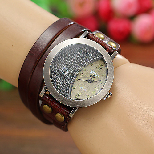 

Women's Ladies Wrist Watch Wrap Bracelet Watch Quartz Leather Black / White / Blue Hot Sale Analog Eiffel Tower Bohemian Fashion - Red Green Blue