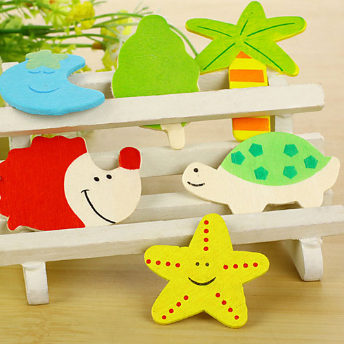 

Set of 12 Wooden Colorful Various Cartoon Shapes Refrigerator Magnets (Random Color)