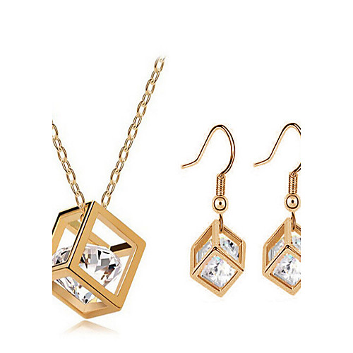 

Synthetic Diamond Jewelry Set Pendant Necklace Dainty Party Ladies Luxury Work Casual Zircon Cubic Zirconia Earrings Jewelry Gold For