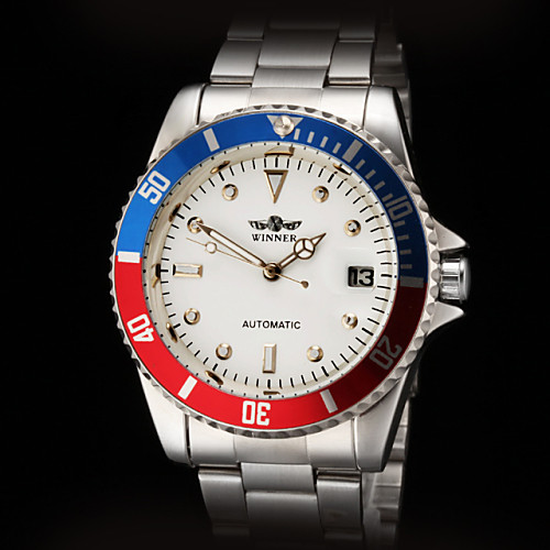 

WINNER Men's Dress Watch Automatic self-winding Classic Calendar / date / day Analog White Black / Stainless Steel / Stainless Steel