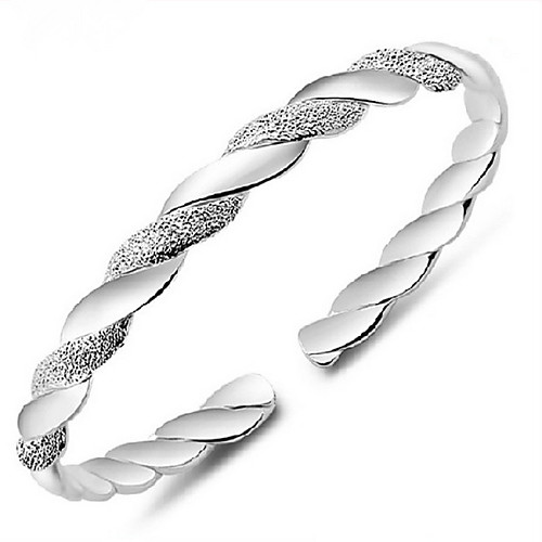 

Women's Cuff Bracelet Vintage Bracelet Twisted Ladies Basic Sterling Silver Bracelet Jewelry Silver For Daily Casual Sports