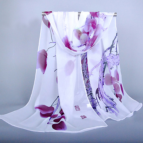 

Women's Chiffon Scarf Street Orange Scarf Floral / Purple / Pink