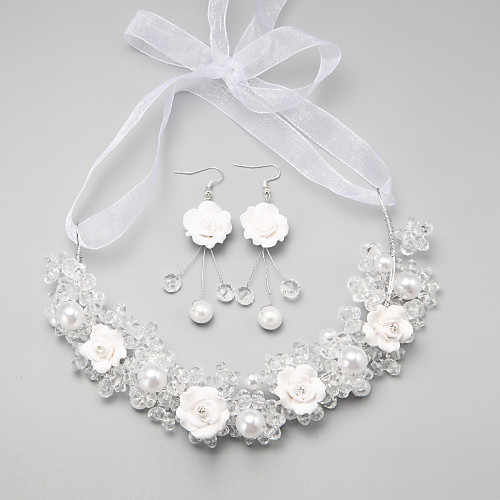 

White Crystal Earrings Jewelry White For Wedding Party Special Occasion Anniversary Birthday Engagement / Necklace