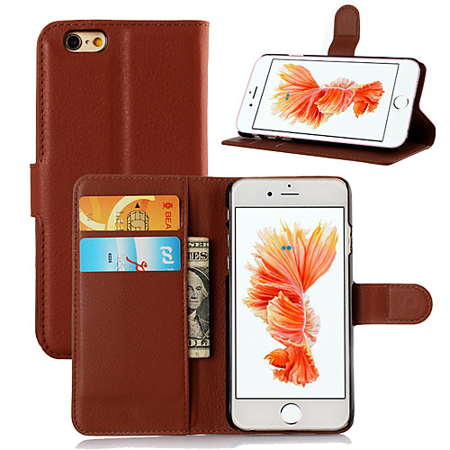 

Case For Apple iPhone 6s Plus / iPhone 6s / iPhone 6 Plus Card Holder / Flip Full Body Cases Solid Colored Hard PU Leather