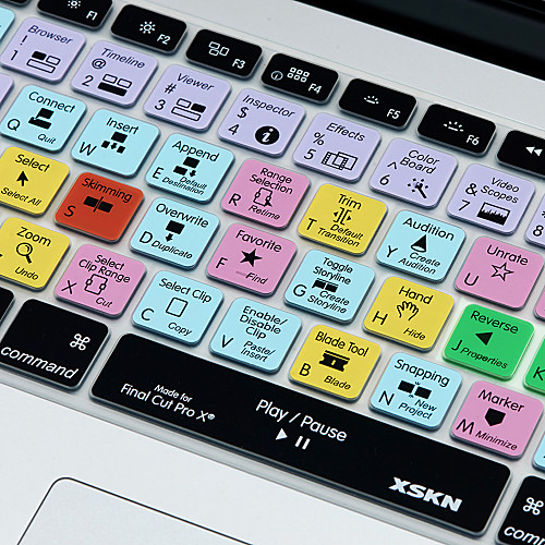 

XSKN Final Cut Pro X 10 Shortcut Overlay Silicone Keyboard Cover for Macbook pro air retina 13'' 15'' 17''