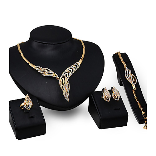 

Women's Jewelry Set Statement Ladies Elegant Earrings Jewelry Gold For Party Wedding Masquerade Engagement Party Prom Promise 4pcs / Rings / Necklace