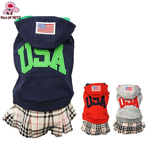 

Cat Dog Coat Hoodie Dress Plaid / Check Letter & Number Cosplay Wedding Outdoor Winter Dog Clothes Puppy Clothes Dog Outfits Red Dark Blue Gray Costume for Girl and Boy Dog Polar Fleece Cotton S M L