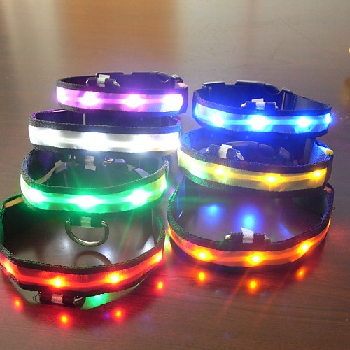 

Cat Dog Collar Glowing Pet Collar Waterproof LED Lights Safety Nylon White Red Blue Orange