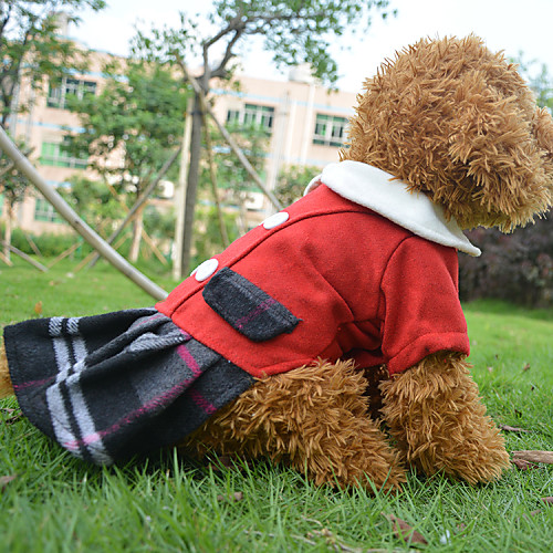 

Dog Dress Plaid / Check Cosplay Dog Clothes Puppy Clothes Dog Outfits Red Blue Costume for Girl and Boy Dog Polar Fleece Cotton S M L XL